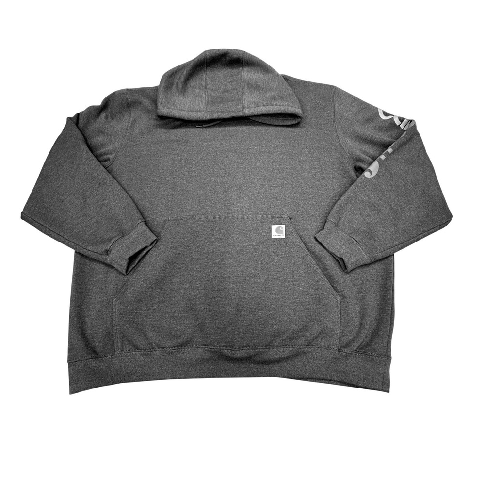 Carhartt Loose Fit Hoodie Mens 3XL Graphic Sleeve Gray Big Tall Workwear NWOT